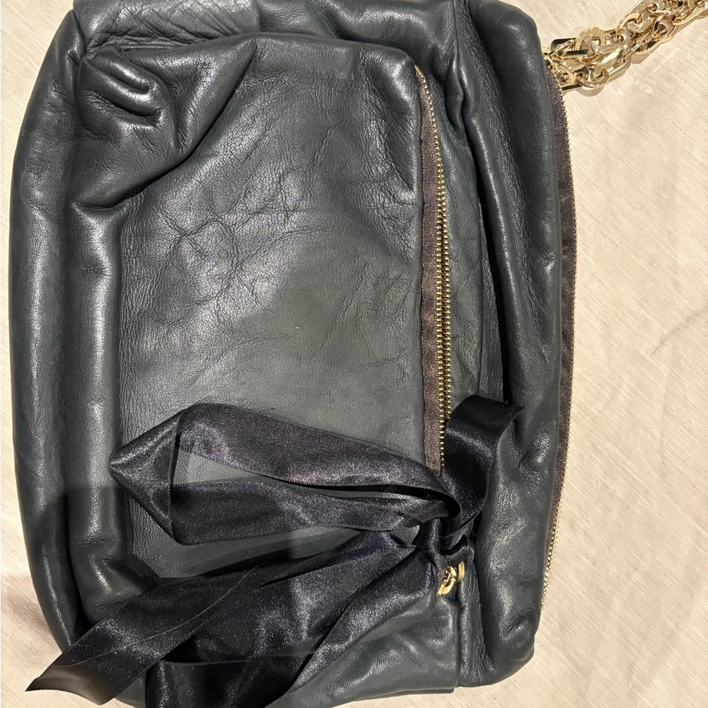 LANVIN calf leather charcoal grey clutch - Picture 4 of 11